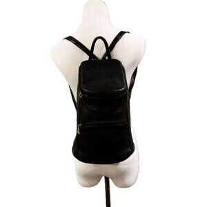 A Guanetti Leather Black Backpack Bag Vintage Adjustable Strap